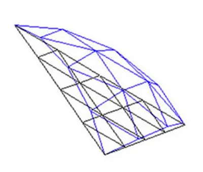 Proyectando el triángulo plano a un triángulo esférico - Frecuencia 4